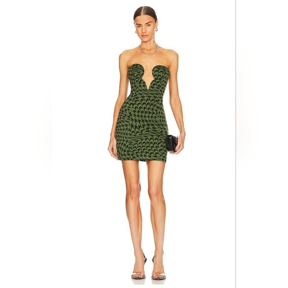 CAMILA COELHO Rayna Strapless Corset Mini Dress Black & Green S NWT